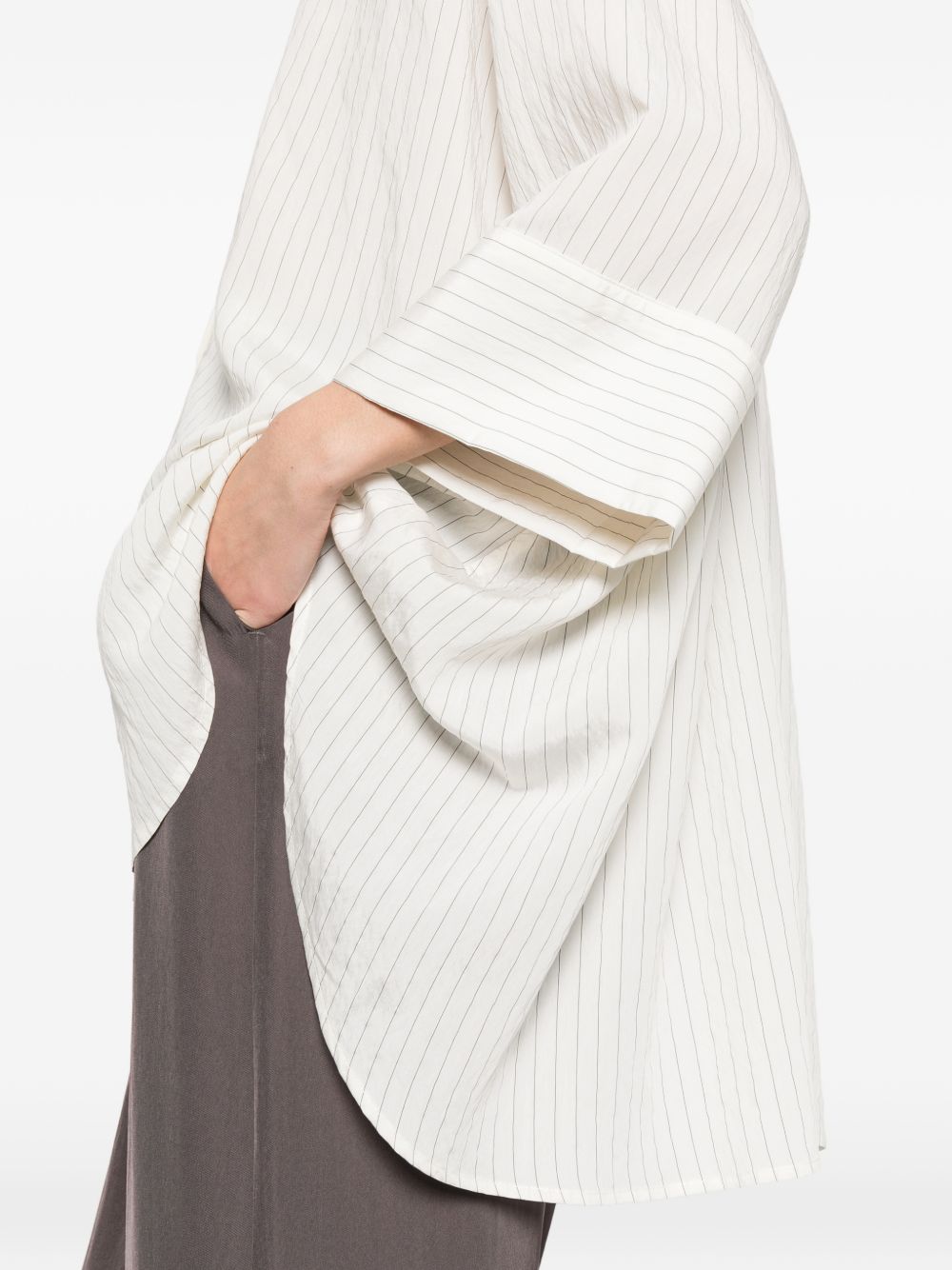 ELEH Camicia bianca a righe oversize in cotone panna 
