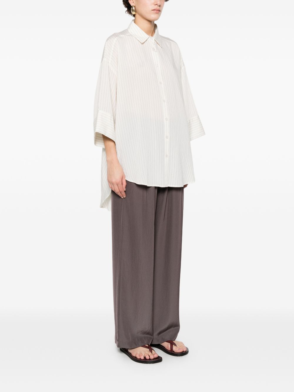 ELEH Camicia bianca a righe oversize in cotone panna 
