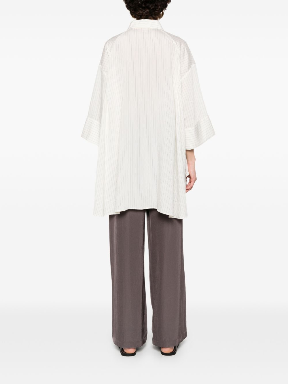 ELEH Camicia bianca a righe oversize in cotone panna 