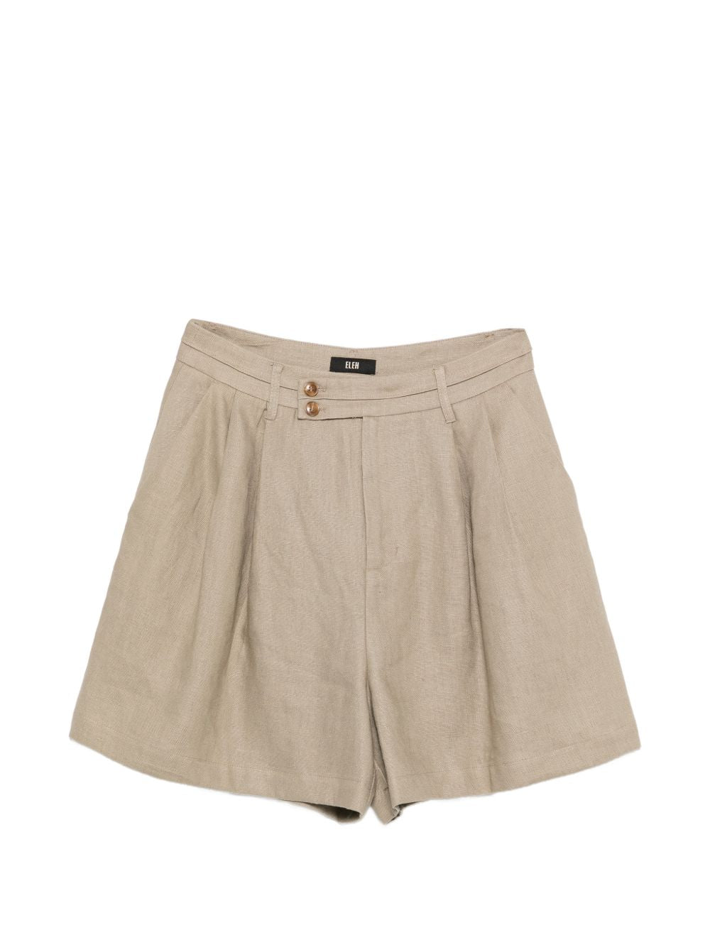 ELEH Shorts a pieghe in lino beige 