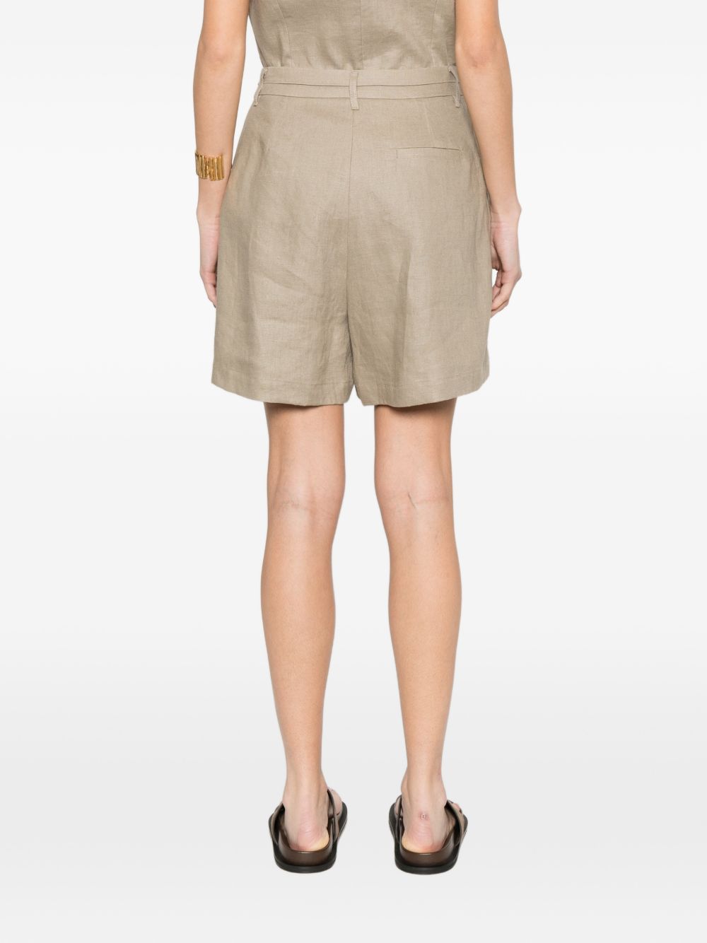 ELEH Shorts a pieghe in lino beige 