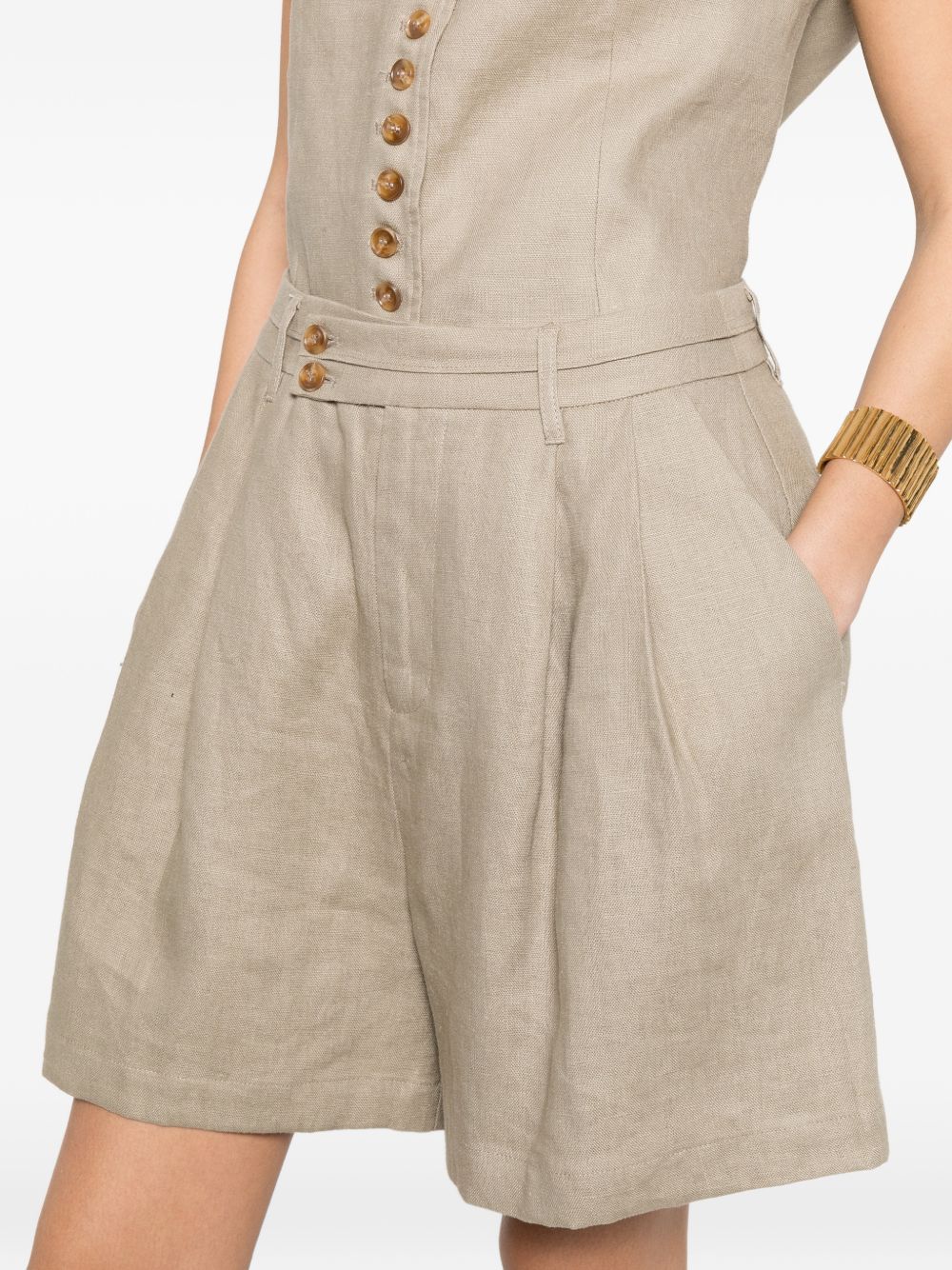 ELEH Shorts a pieghe in lino beige 