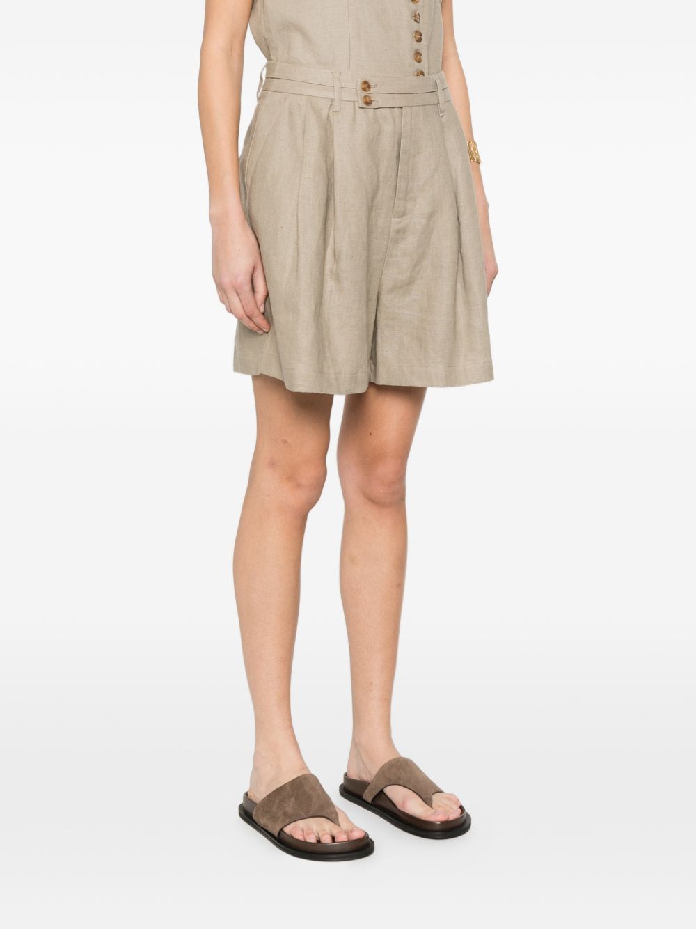 ELEH Shorts a pieghe in lino beige 