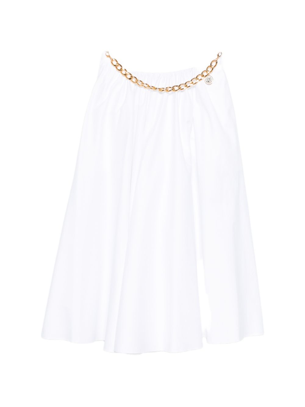 ELISABETTA FRANCHI Gonna midi bianca con catenina dorata in vita 