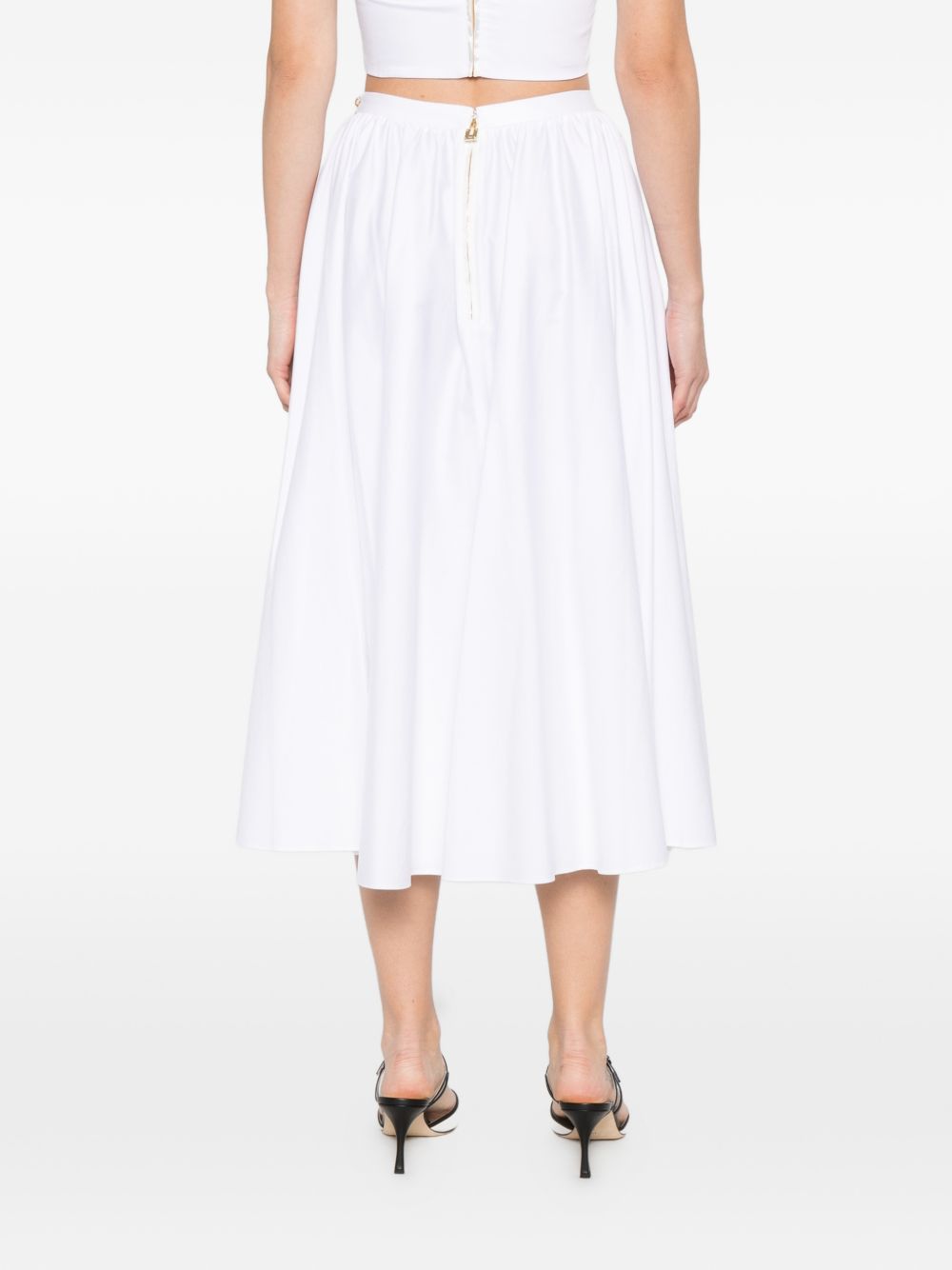ELISABETTA FRANCHI Gonna midi bianca con catenina dorata in vita 