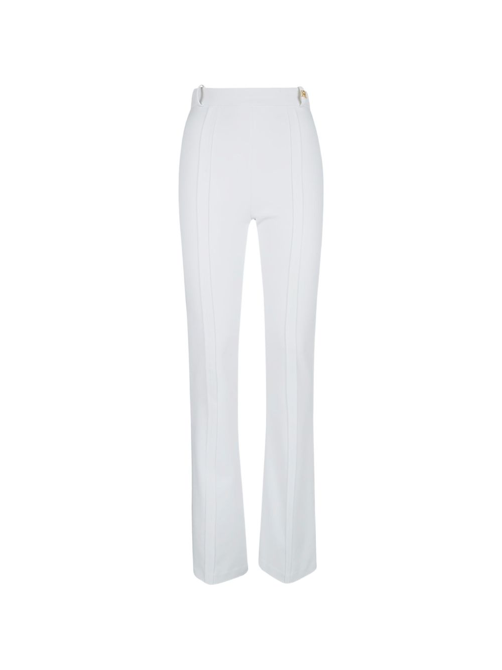 ELISABETTA FRANCHI Pantaloni linea boot cut in tessuto bianco 