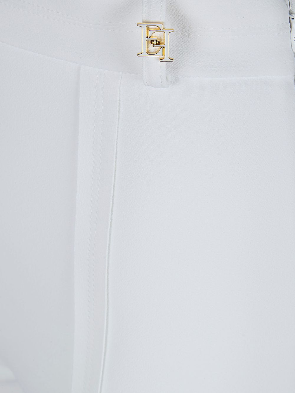 ELISABETTA FRANCHI Pantaloni linea boot cut in tessuto bianco 