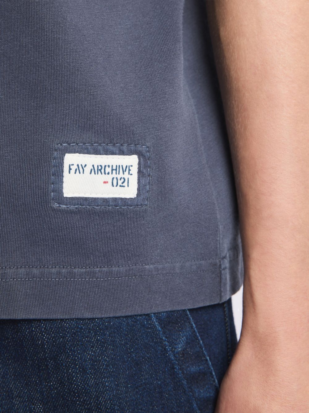FAY T-shirt blu in cotone con logo Fay Archive 