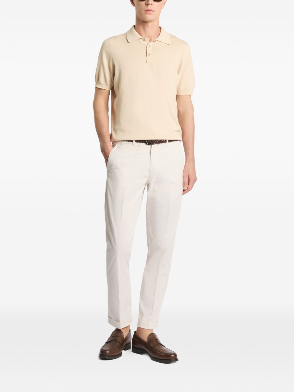FAY Polo in cotone beige con colletto a polo 