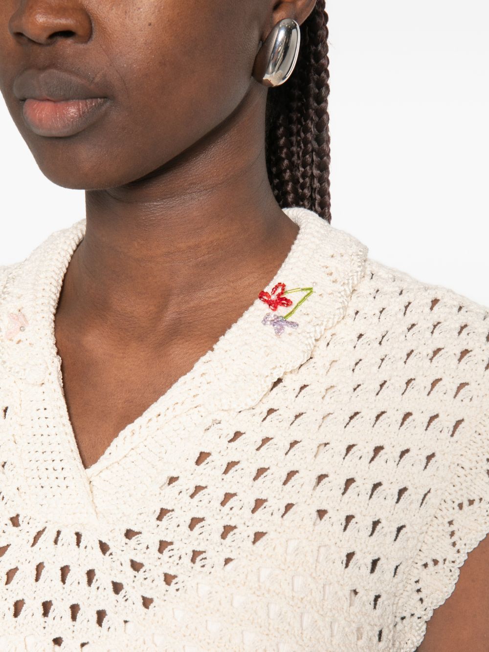FORTE FORTE Top panna in crochet di cotone 