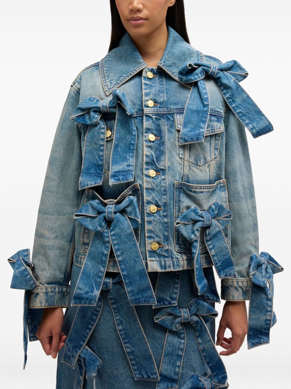 GANNI Giacca in jeans con fiocchi 