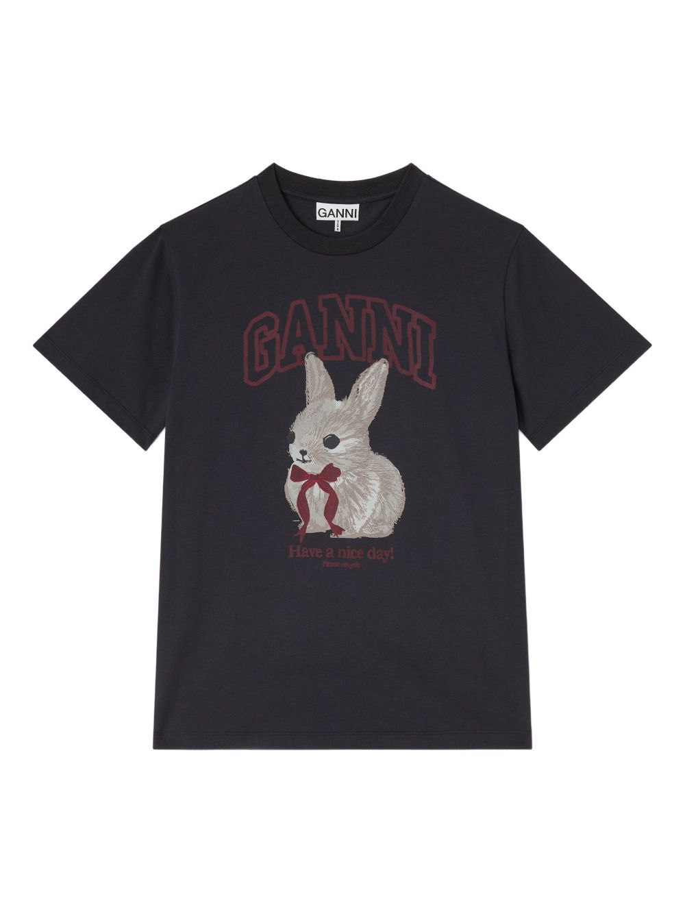 GANNI T-shirt in cotone con stampa coniglio 