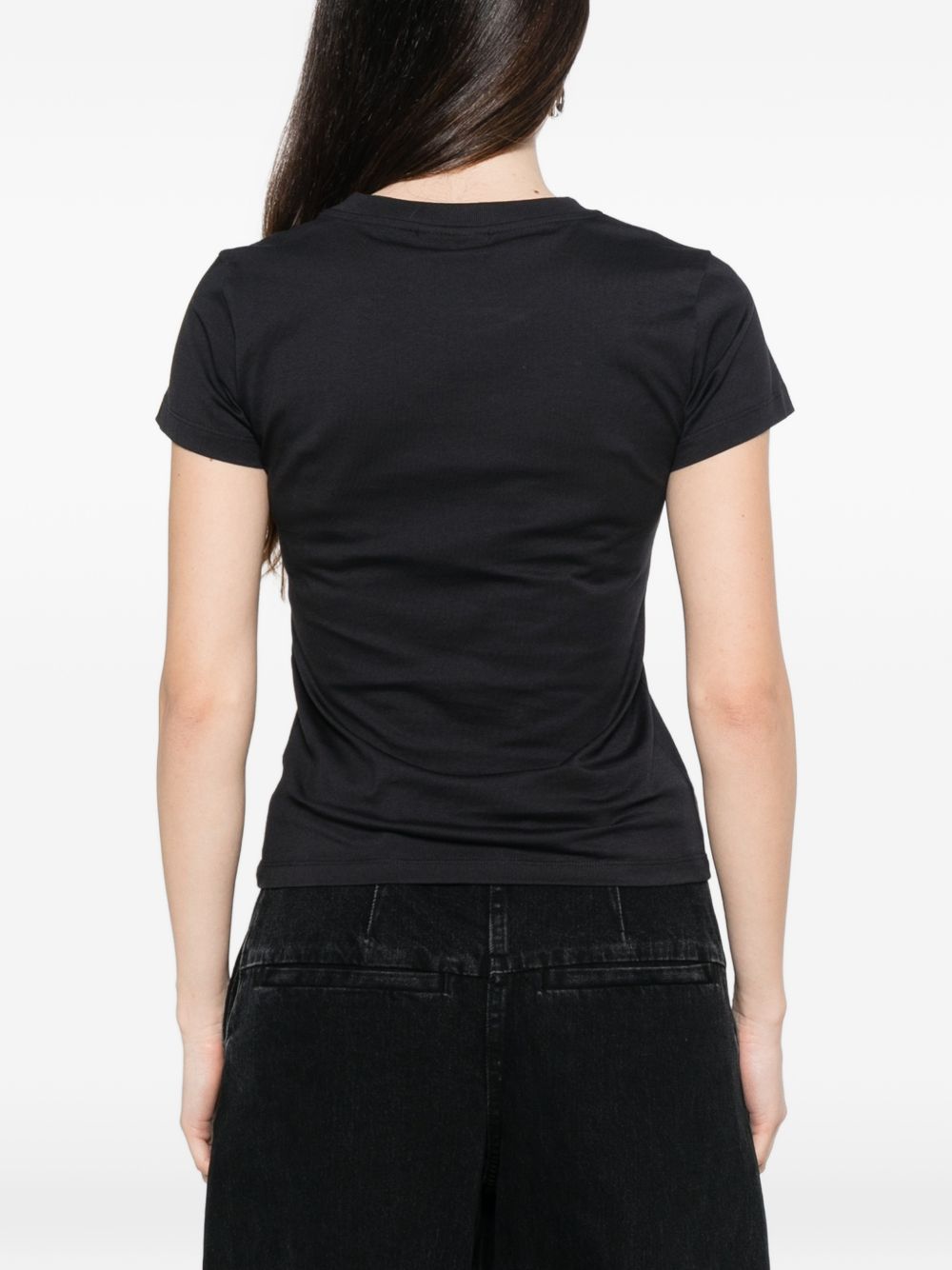 GANNI T-shirt a maniche corte nera con stampa 