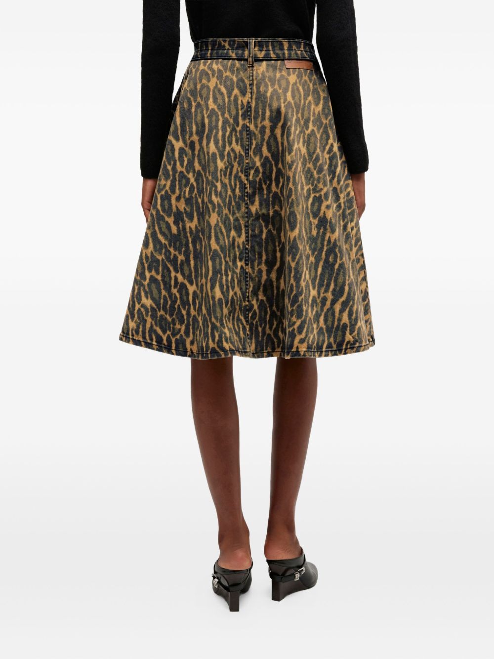 GANNI Gonna midi leopardata con cintura 