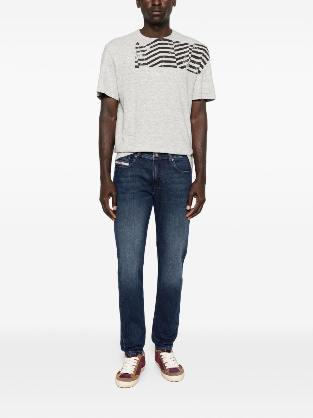 GOLDEN GOOSE T-shirt a maniche corte in cotone grigio con stampa 