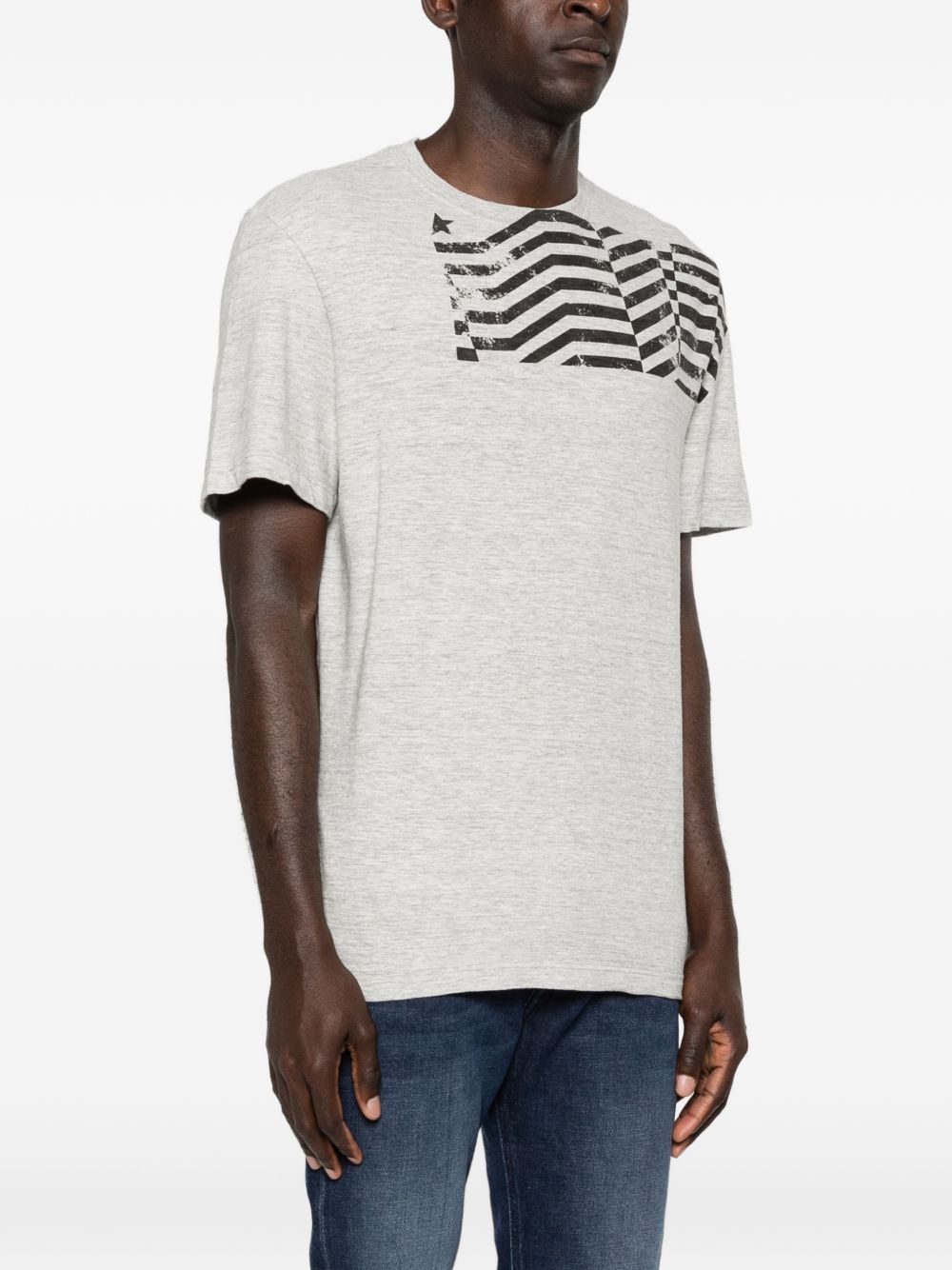 GOLDEN GOOSE T-shirt a maniche corte in cotone grigio con stampa 