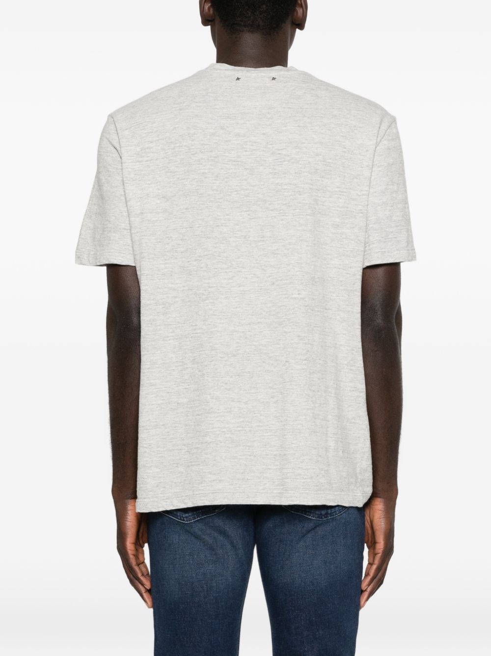 GOLDEN GOOSE T-shirt a maniche corte in cotone grigio con stampa 