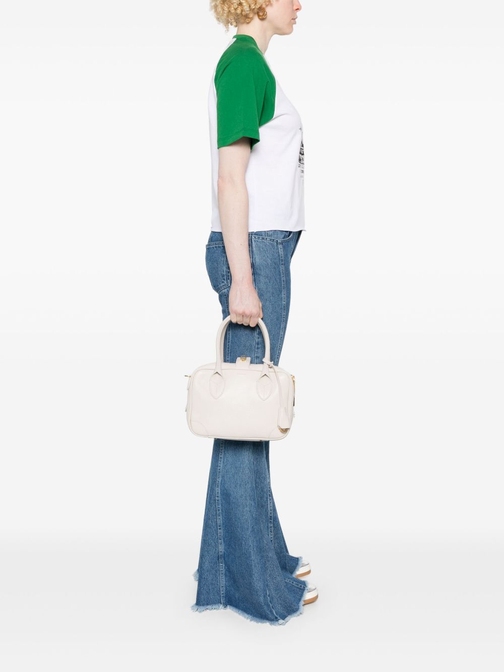 GOLDEN GOOSE Borsa tote 'Vita' in pelle avorio 