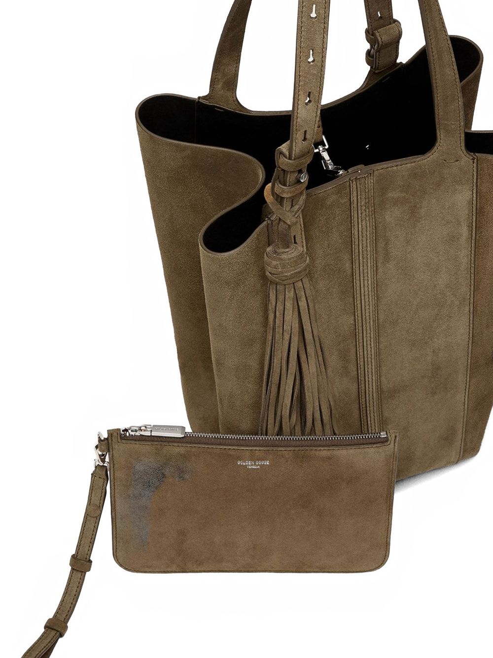 GOLDEN GOOSE Borsa 24/7 in suede verde oliva 
