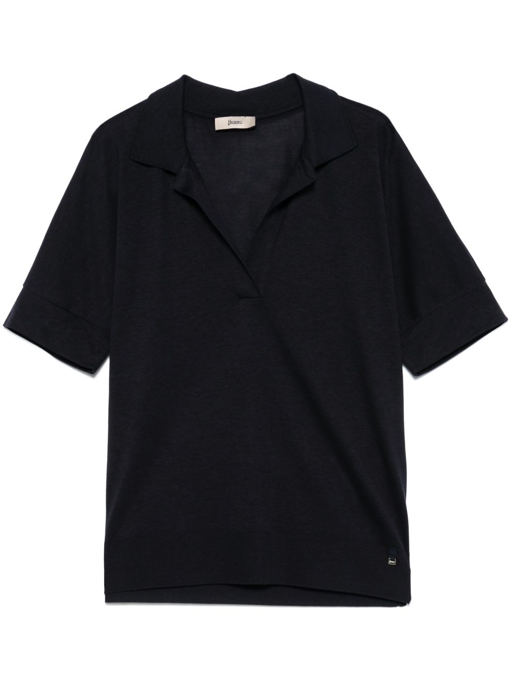 HERNO Polo a maniche corte in cotone blu 
