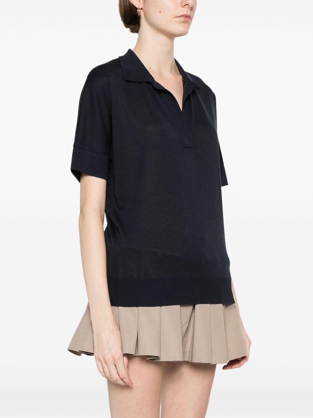 HERNO Polo a maniche corte in cotone blu 