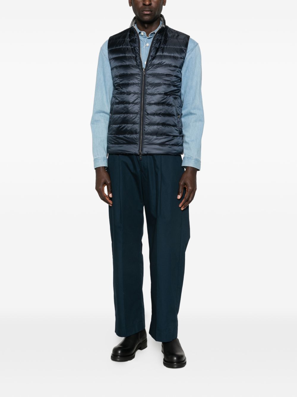 HERNO Gilet trapuntato blu e grigio 