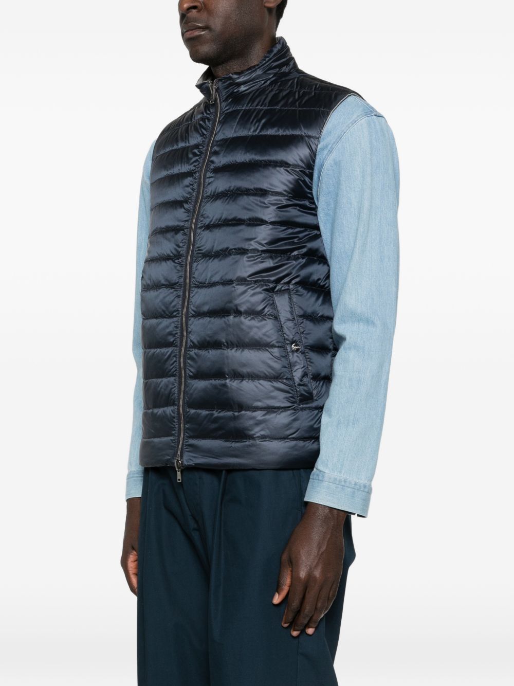 HERNO Gilet trapuntato blu e grigio 