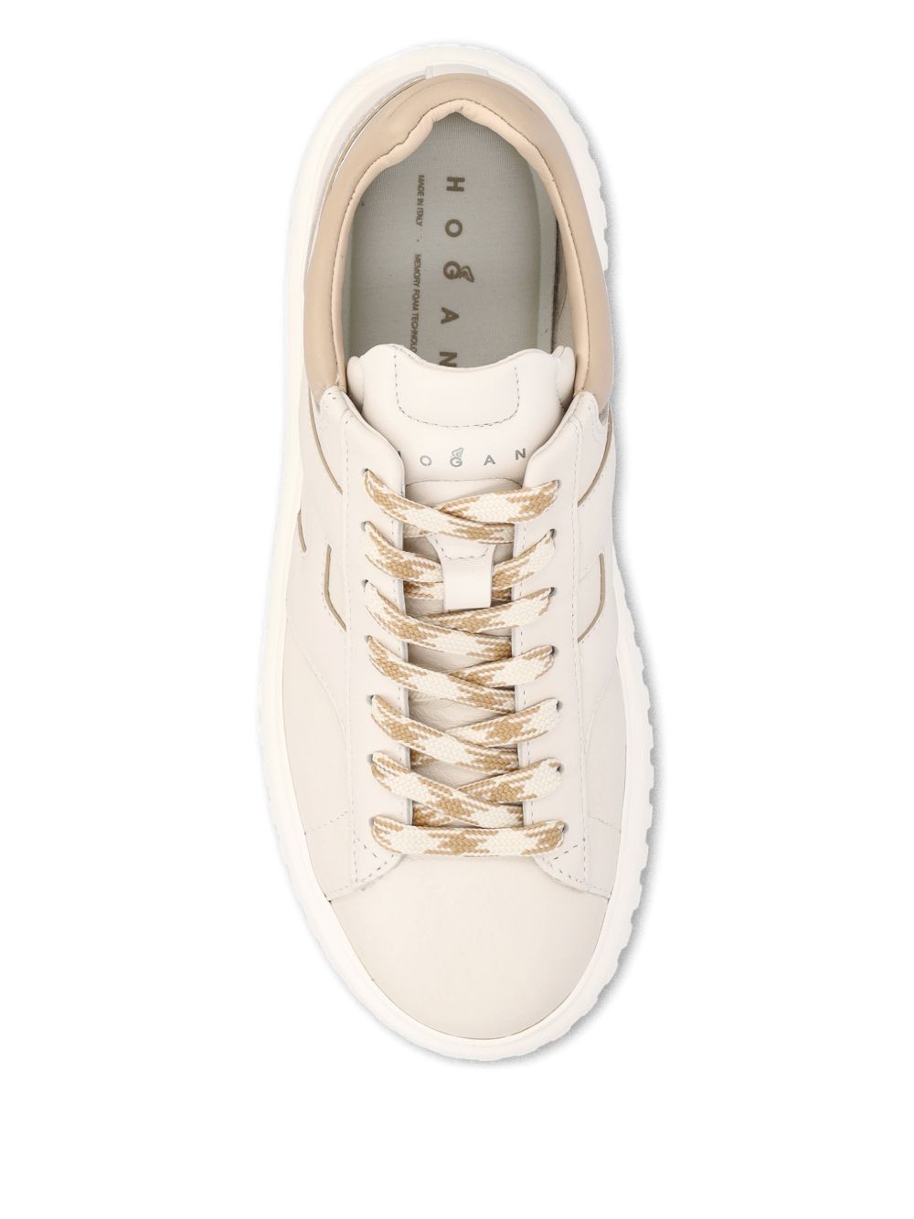 HOGAN Sneakers H-Stripes in pelle beige 