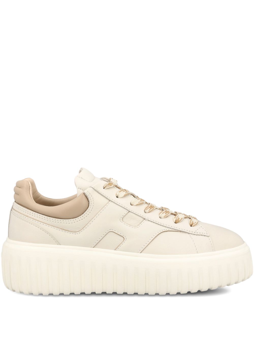 HOGAN Sneakers H-Stripes in pelle beige 