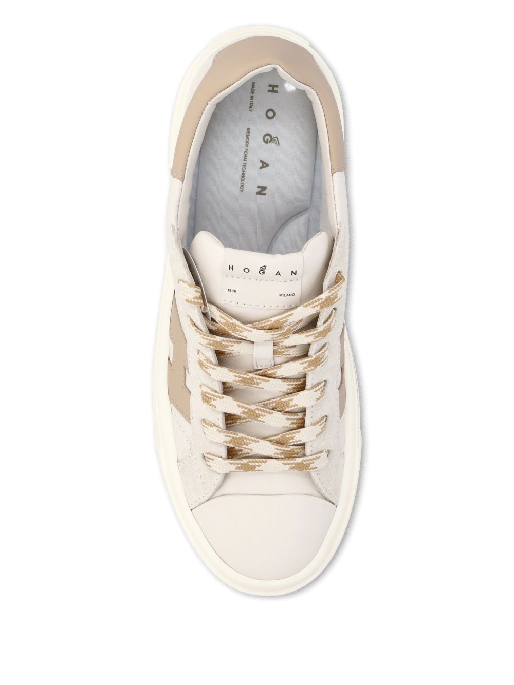 HOGAN Sneakers Crosswind in pelle beige e marrone 