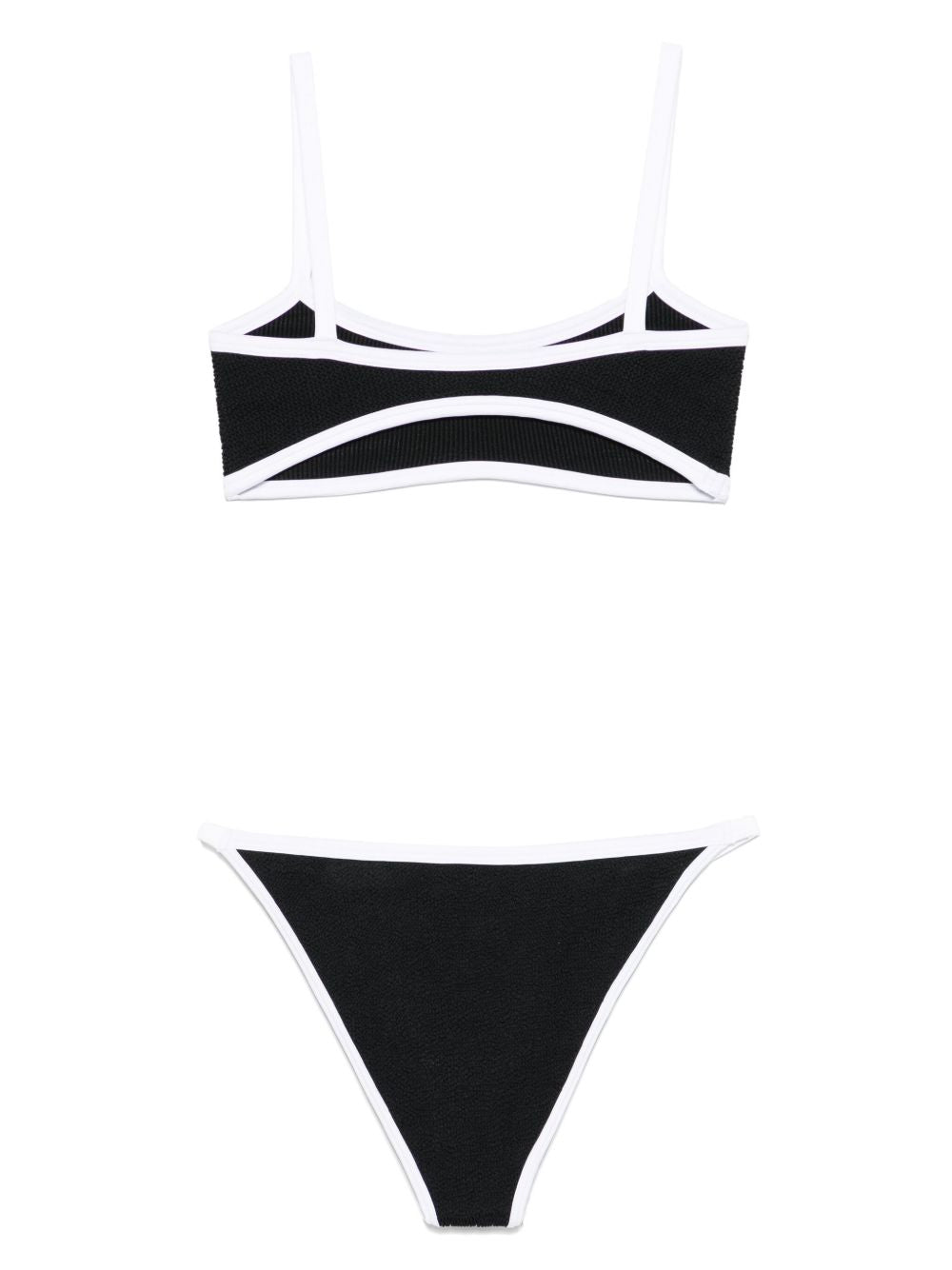 HUNZA G Bikini nero Tyler con rifiniture bianche 