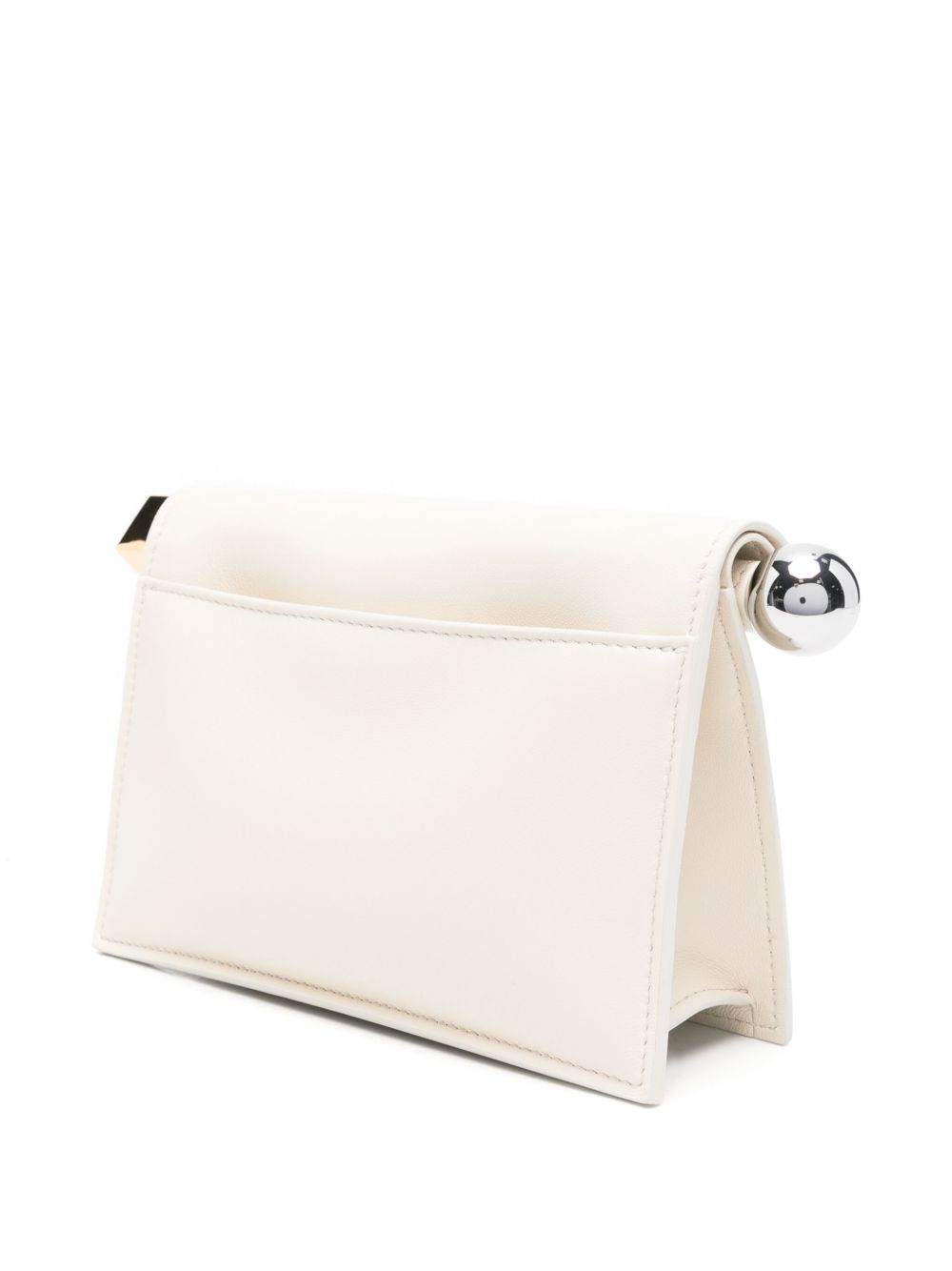 JACQUEMUS Pochette Ronde Carré beige in pelle 