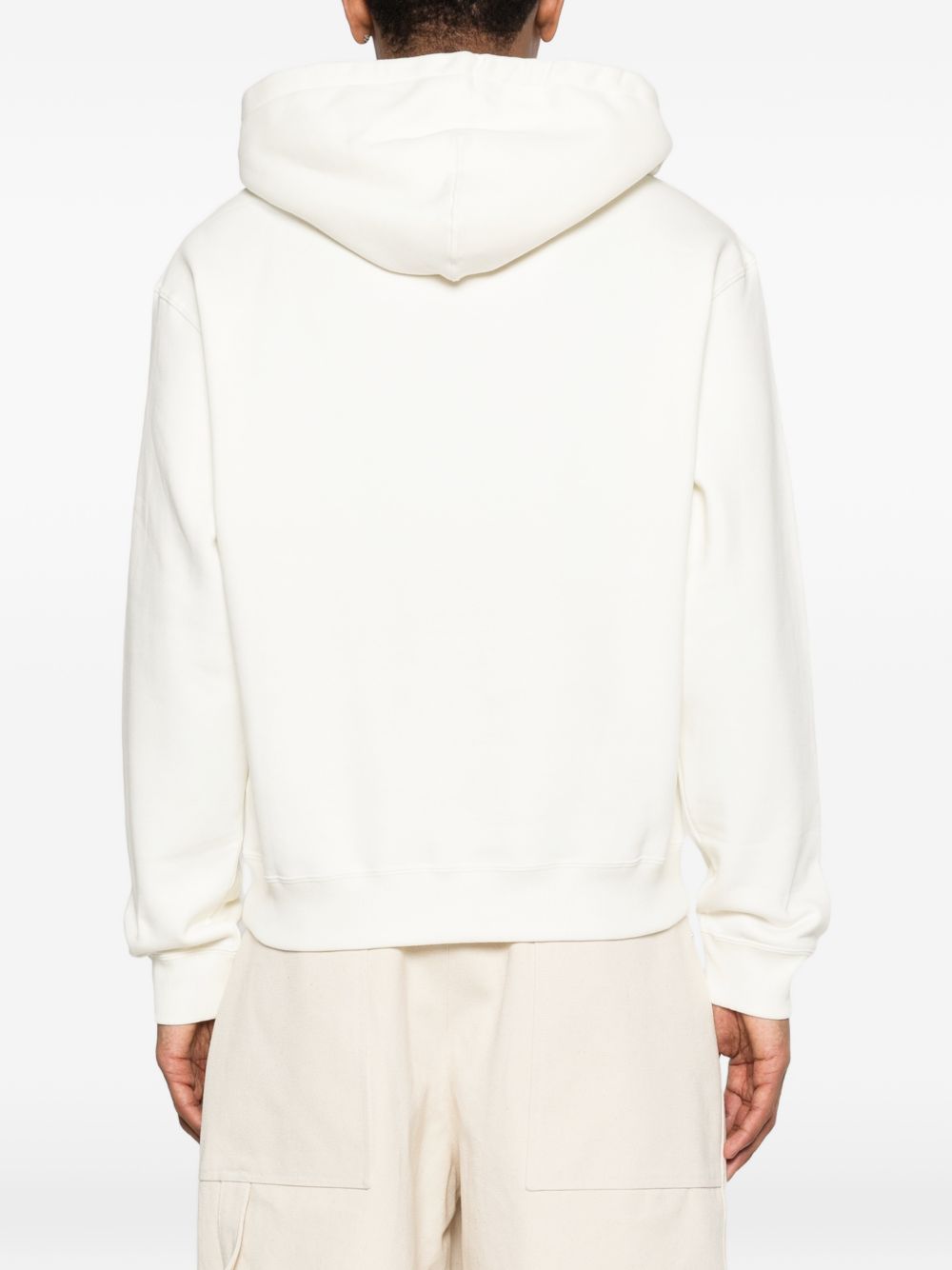 JIL SANDER Felpa in cotone bianco con cappuccio e logo nero 