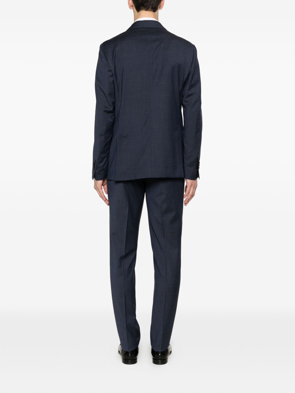 LARDINI Completo doppiopetto in lana blu navy con revers classici 