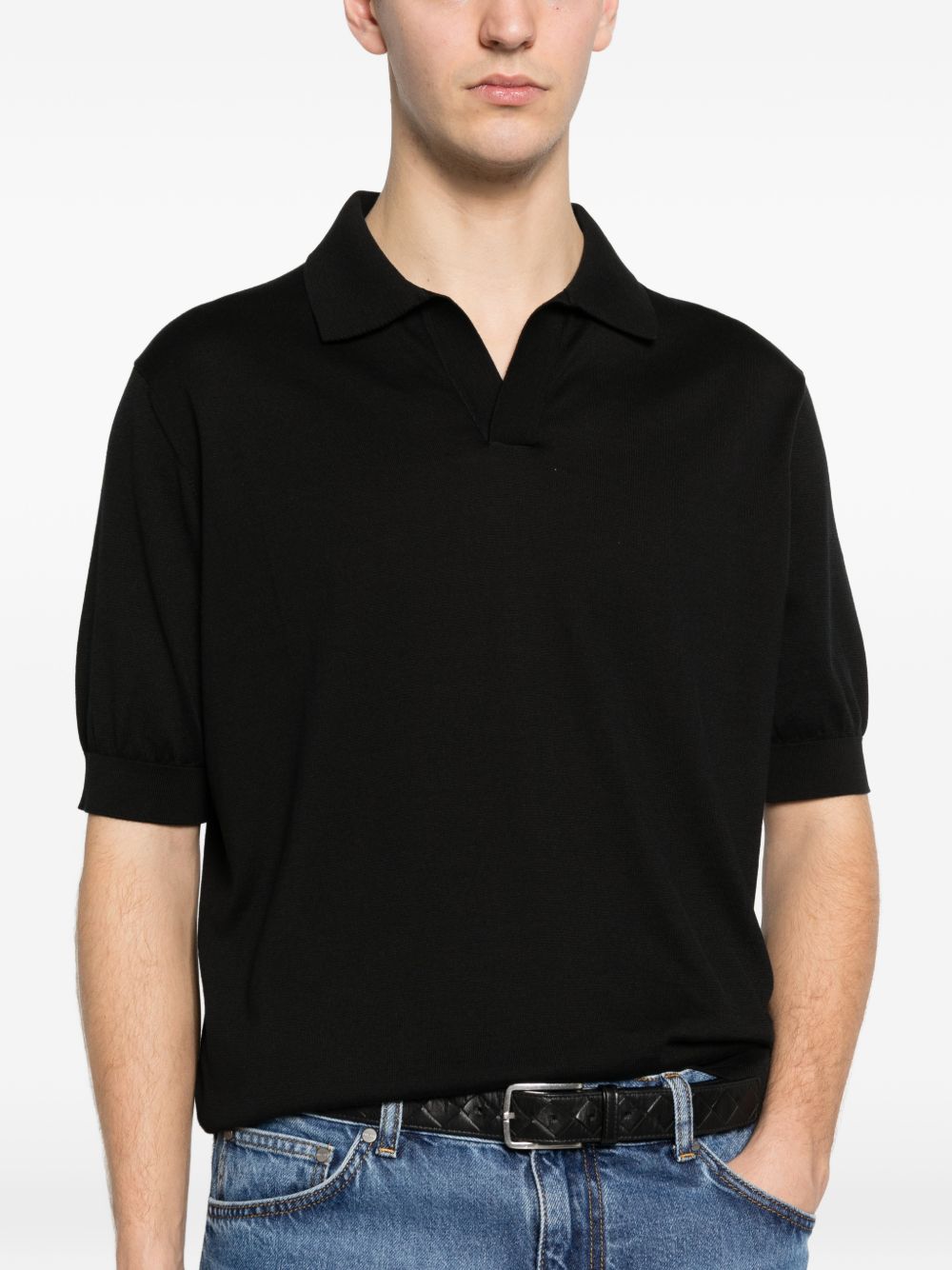 LARDINI Polo con colletto a polo in cotone nero 