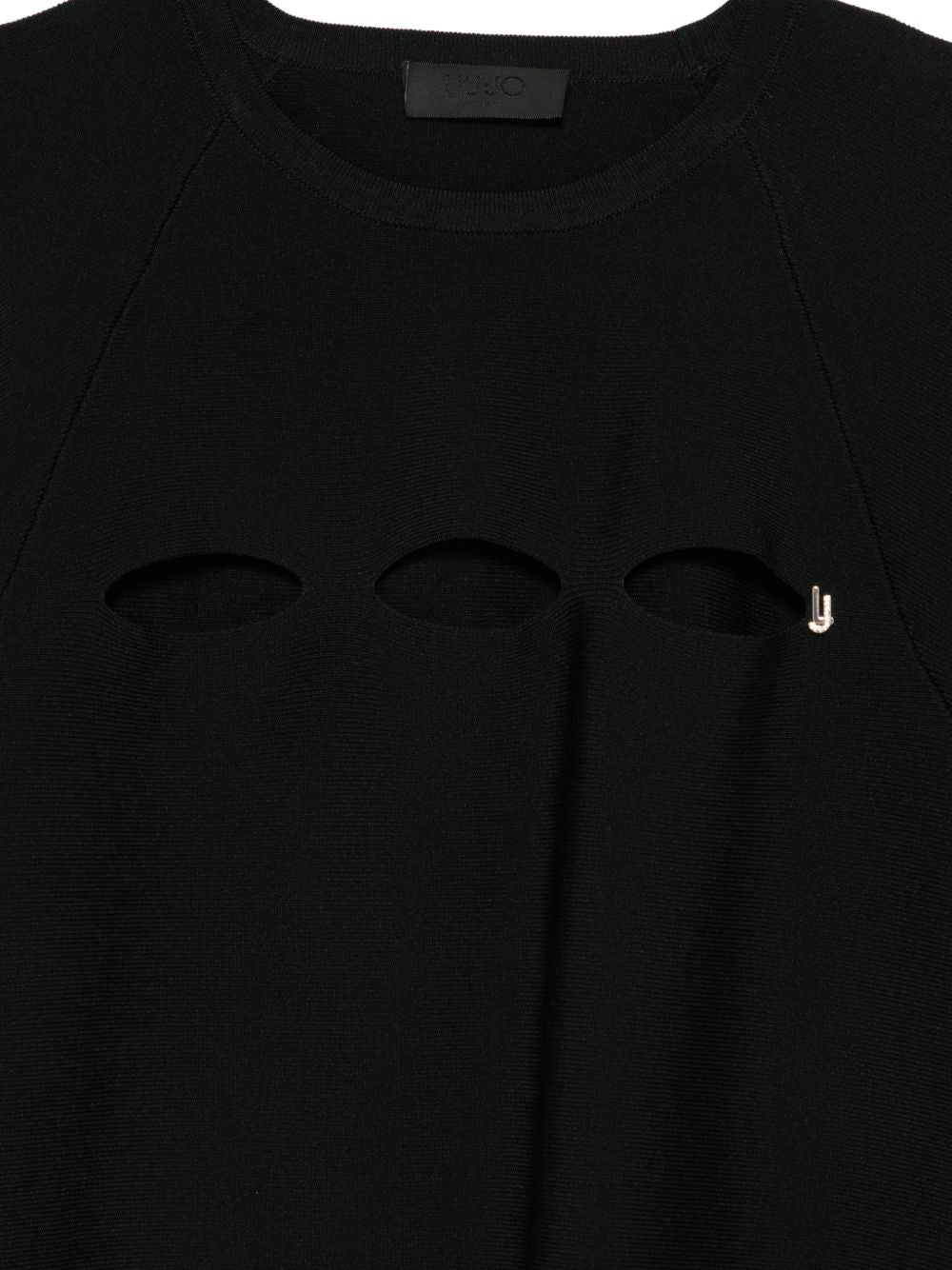 LIUJO T-shirt nera con maniche over a 3/4 