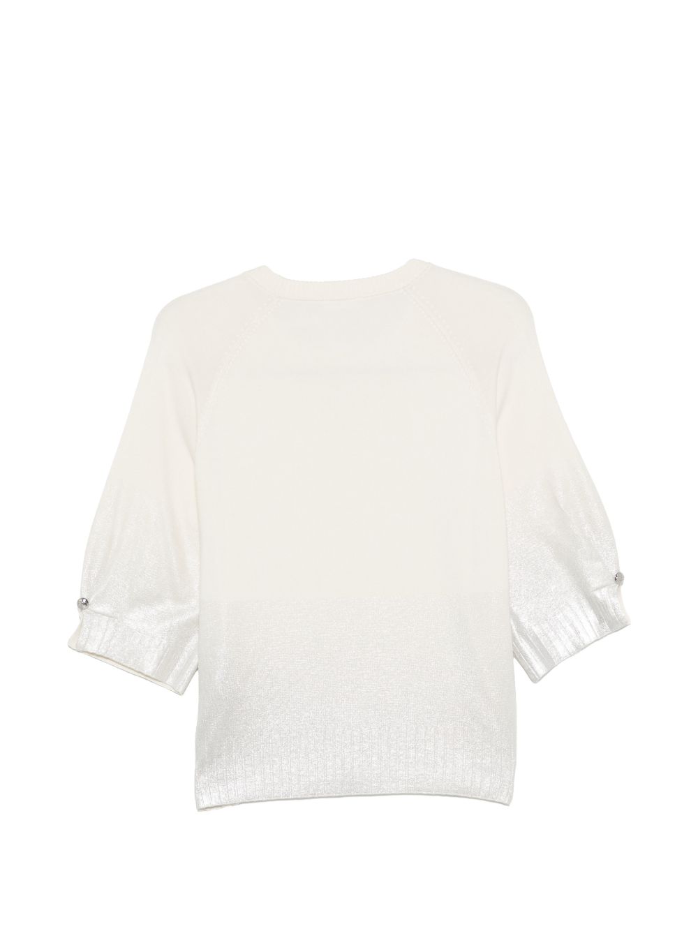 LIUJO Maglia girocollo bianca con rifiniture in argento 