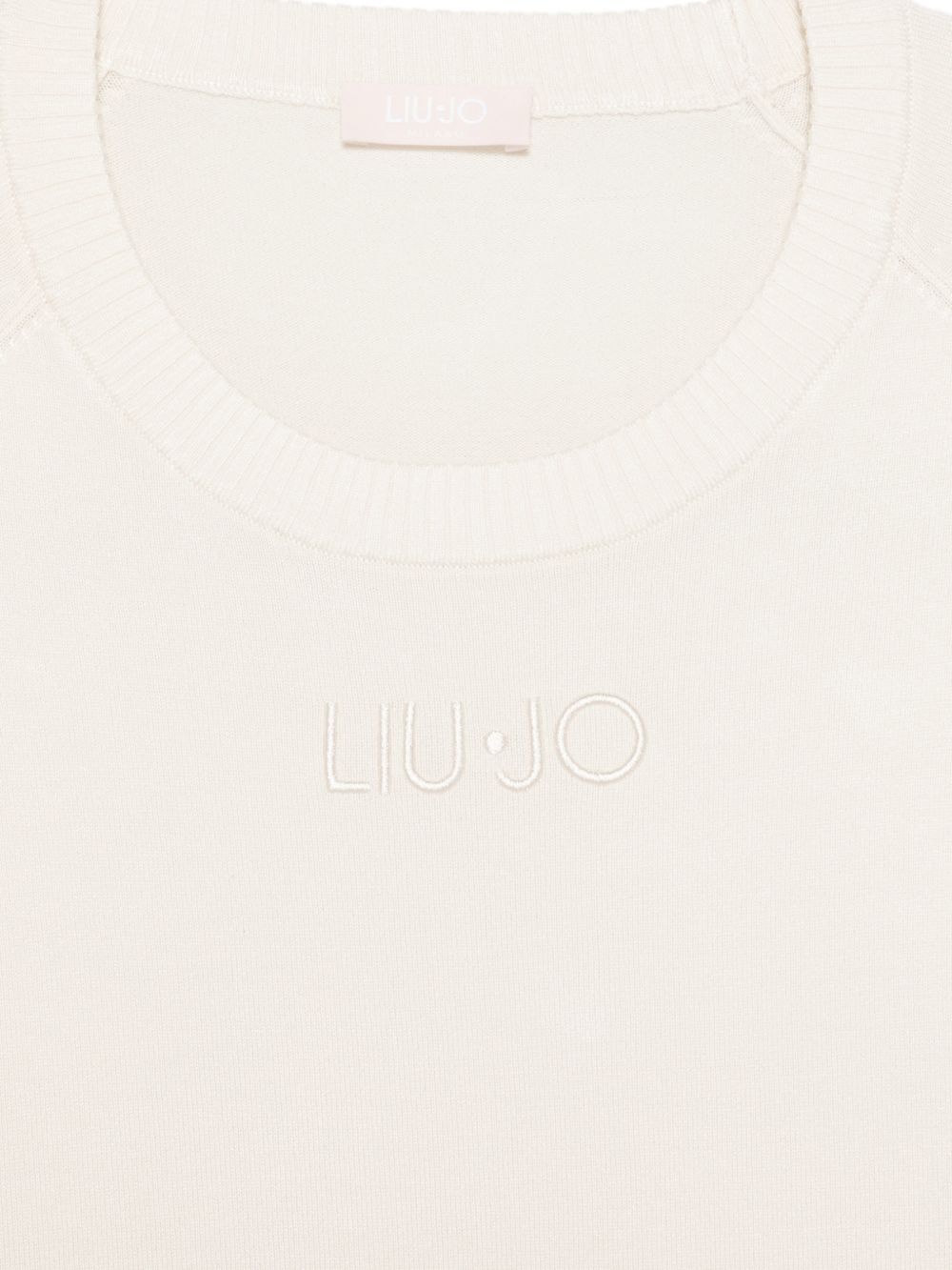 LIUJO Maglia girocollo bianca con rifiniture in argento 