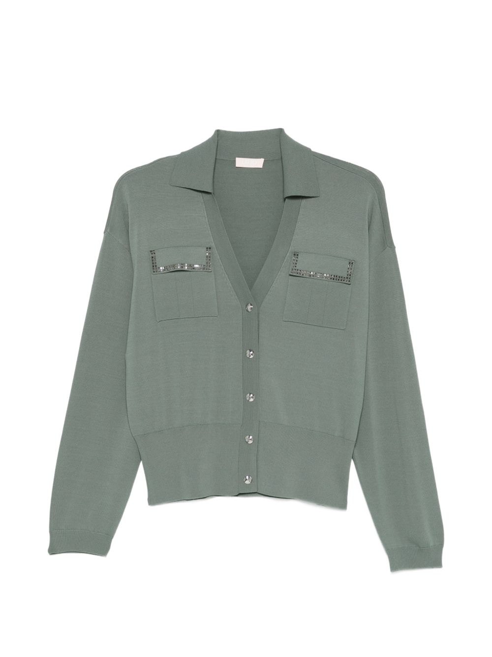 LIUJO Cardigan verde militare con tasche sul petto 