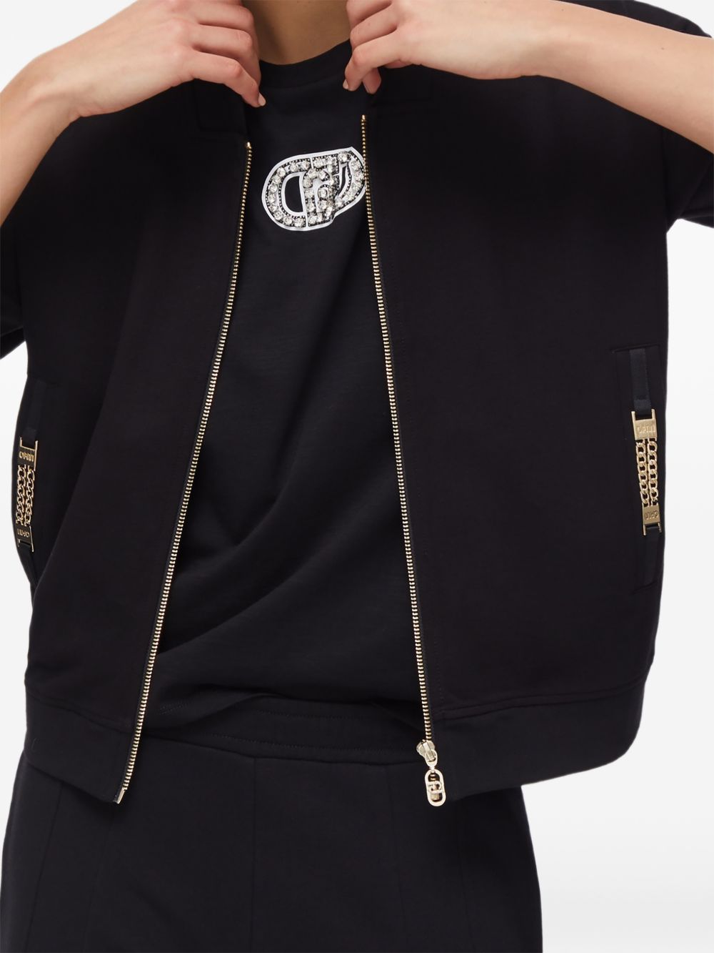LIUJO Felpa nera con zip e tasche 