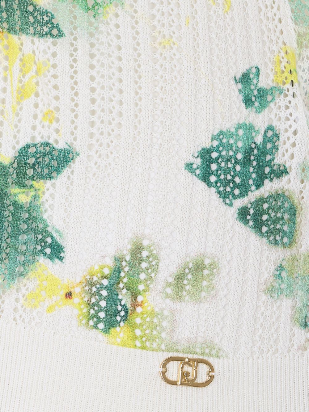 LIUJO T-shirt multicolore con scollo a V e stampa verde 