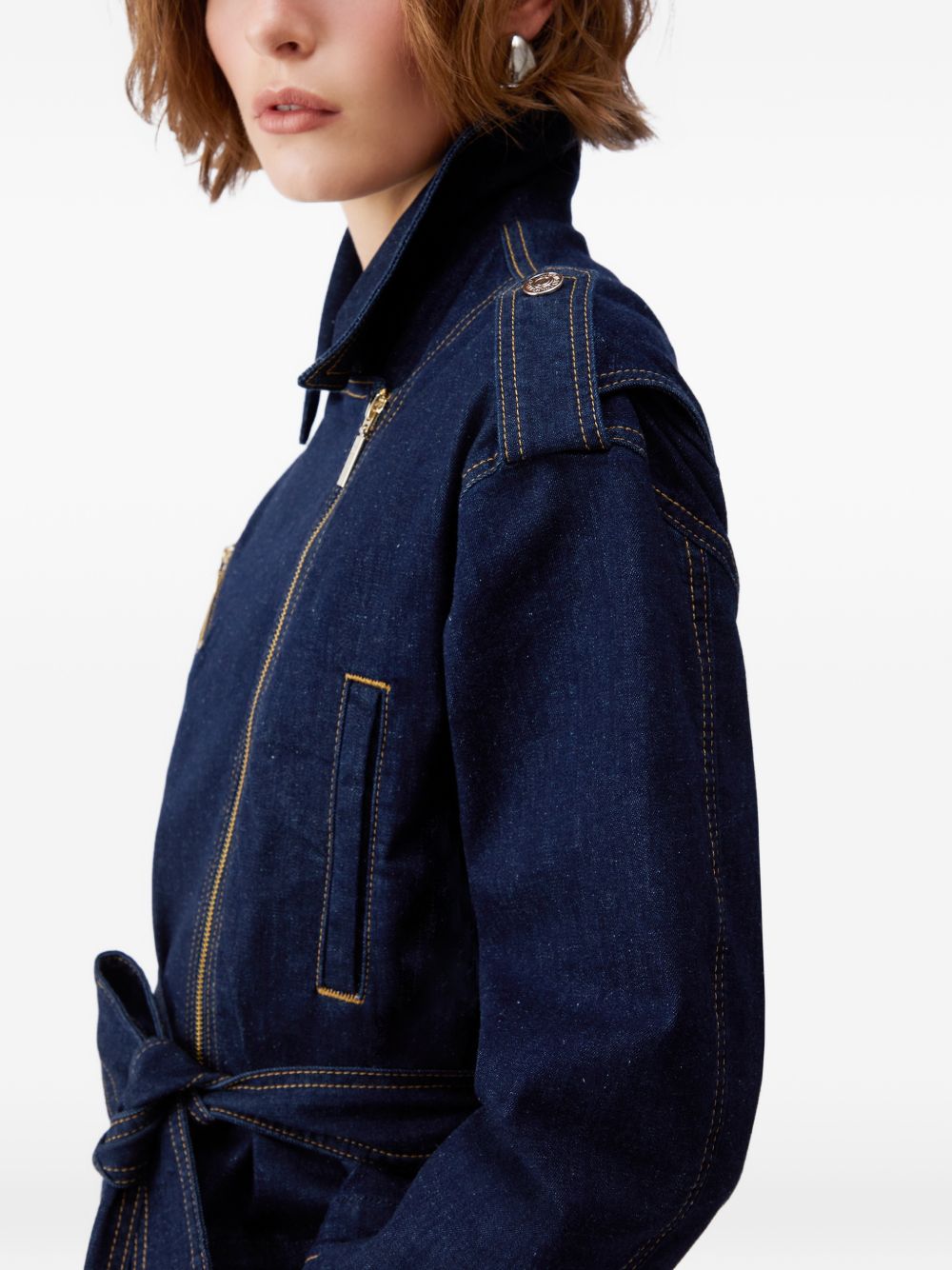 LIUJO Giacca strutturata in blu denim con cintura 