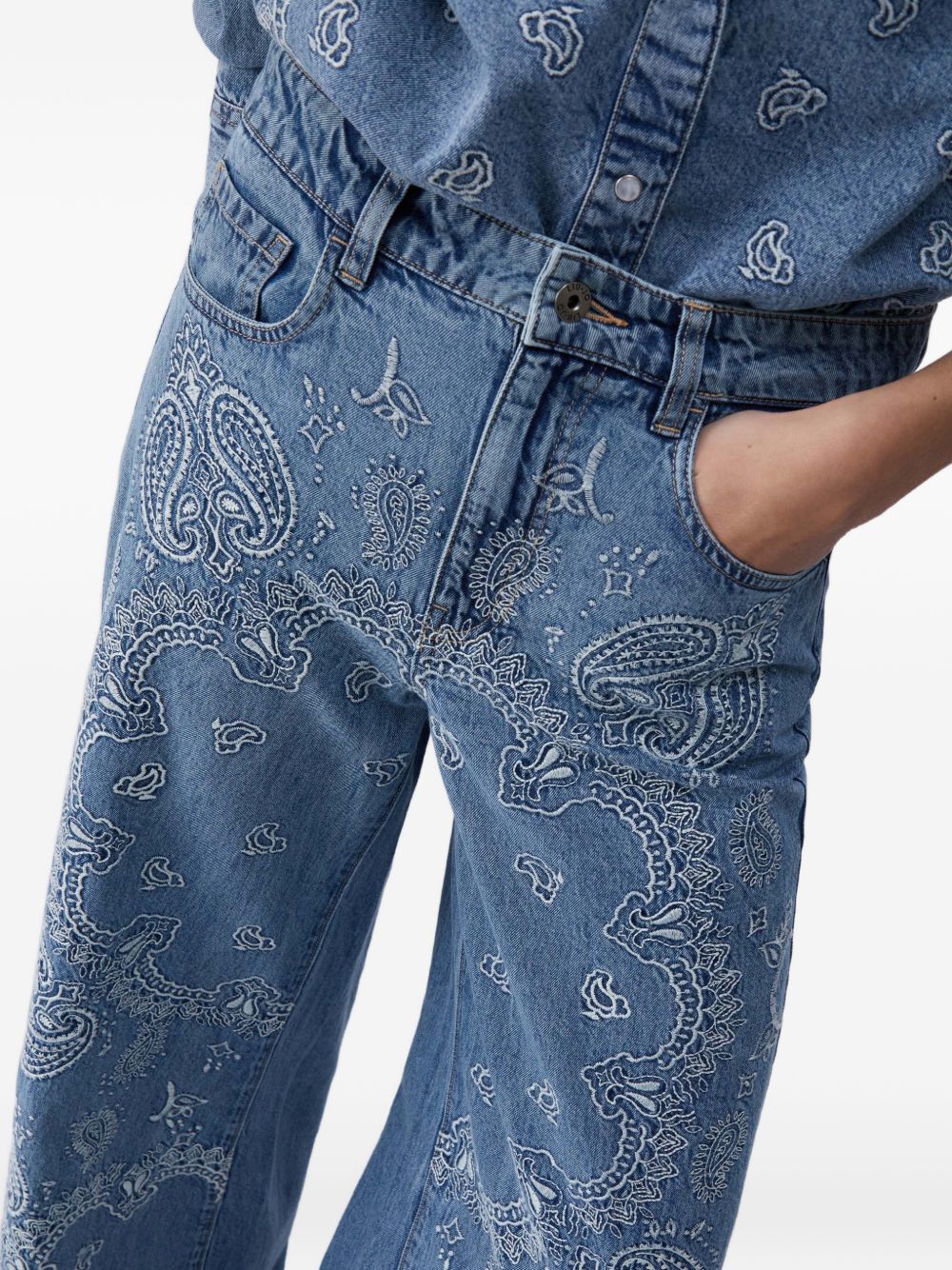 LIUJO Jeans blu a gamba larga con motivo Jacquard 