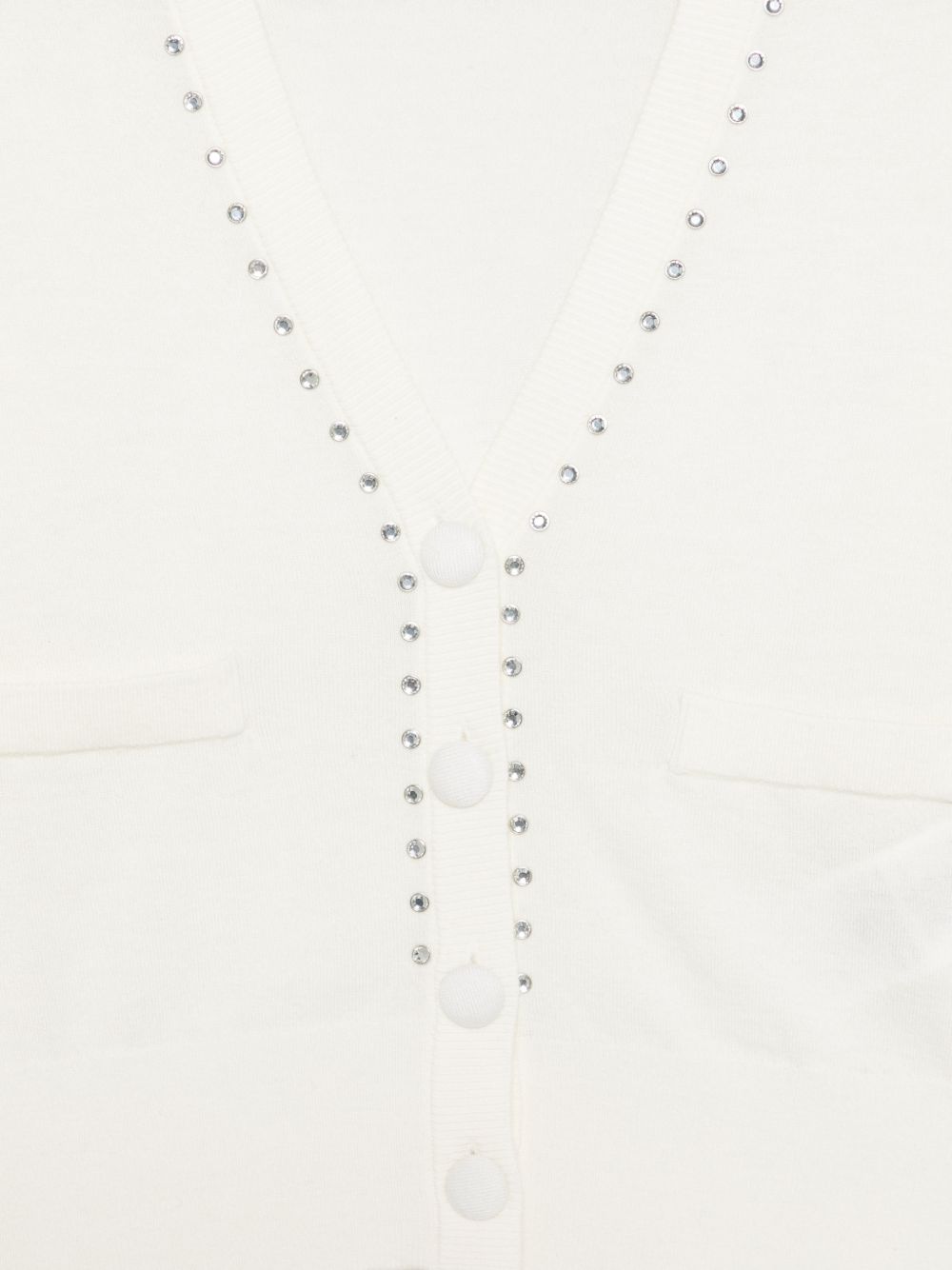 LIUJO Cardigan bianco con scollo a V rifinito con borchie 