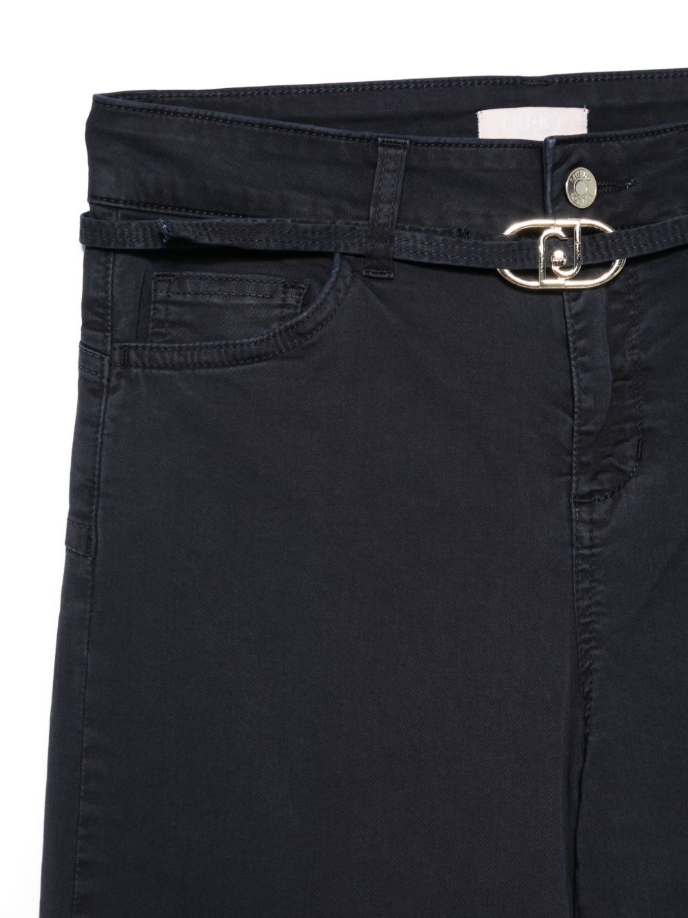 LIUJO Jeans neri con cintura in vita e fibbia 