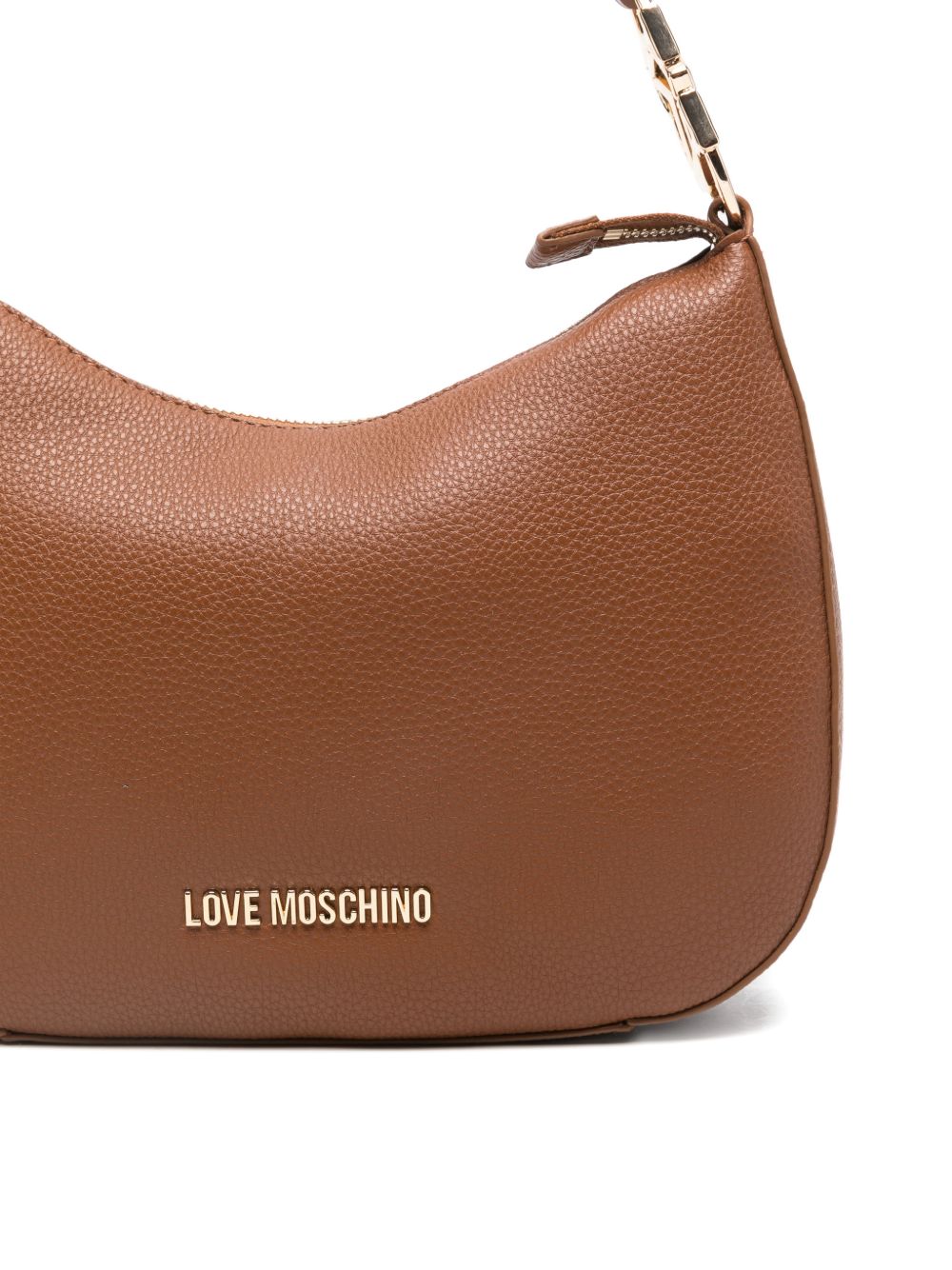 LOVE MOSCHINO Borsa a secchiello marrone con logo dorato 