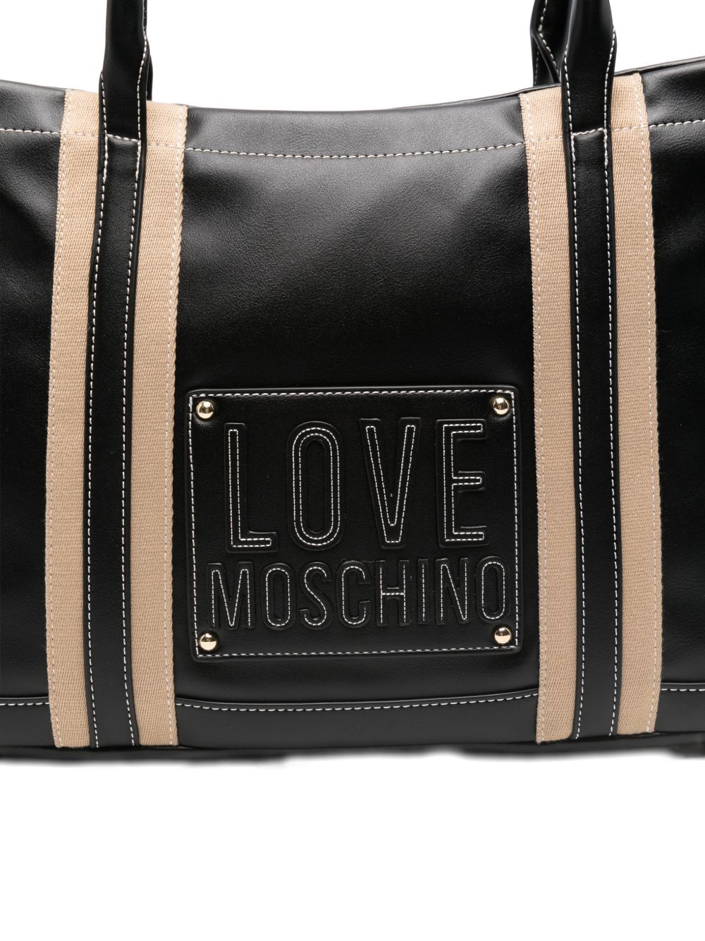 LOVE MOSCHINO Borsa nera con logo patch e doppi manici 