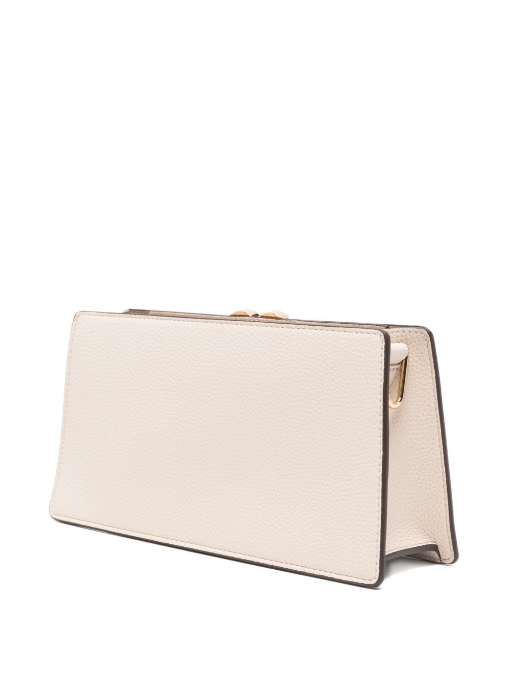 LOVE MOSCHINO Borsa a spalla avorio in ecopelle con placca logo dorato 