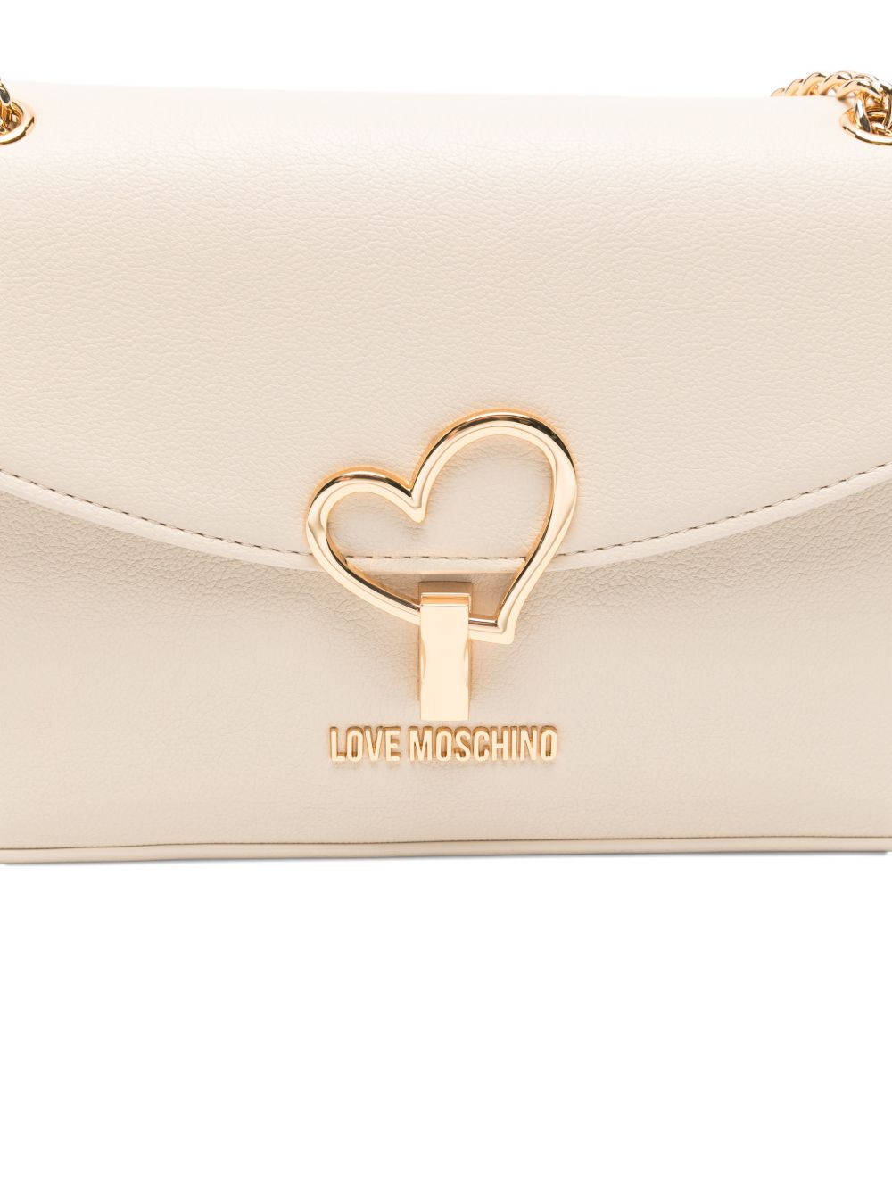 LOVE MOSCHINO Borsa avorio in ecopelle con chiusura a cuore 
