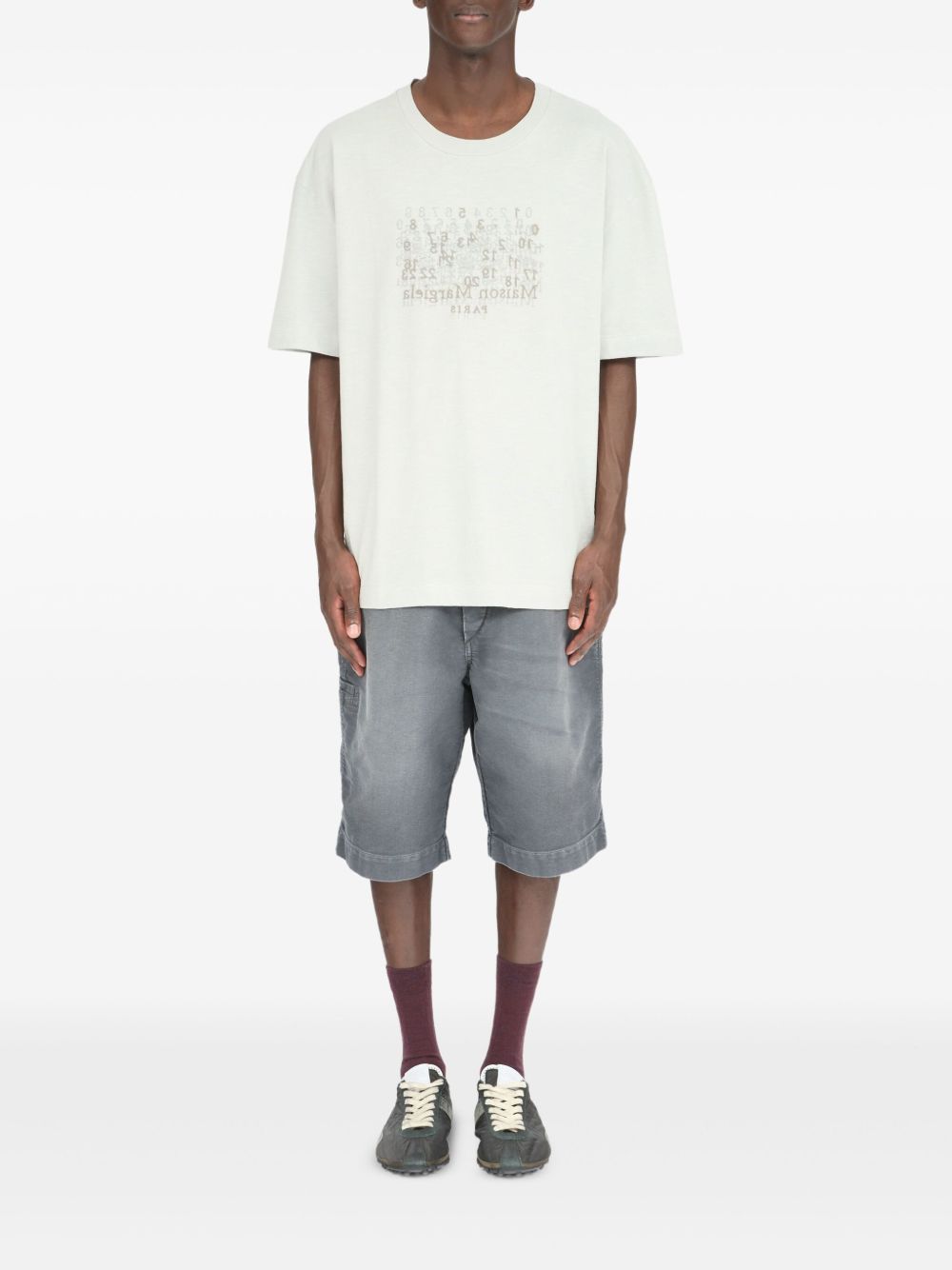 MAISON MARGIELA T-shirt in cotone grigio con stampa 